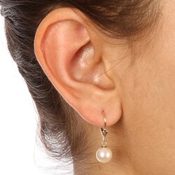 DaVonna 14k Gold Cultured Akoya Pearl Earrings (8-8.5 mm)