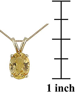 10k Yellow Gold Oval Citrine Pendant
