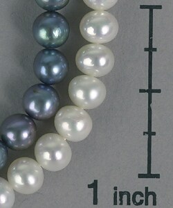 DaVonna 14k Gold Black/ White Cultured FW Pearl  Necklace (5.5-6 mm/ 18 in)