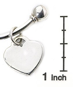 Sterling Silver Heart Charm Cuff Bracelet