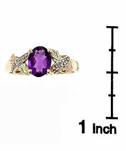 Black Hills Gold Amethyst and Diamond Ring