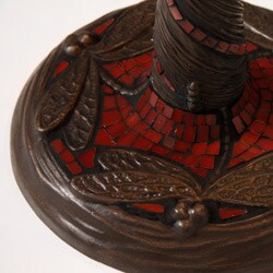 Tiffany Style Red Dragonfly Lamp w/ Mosaic Base
