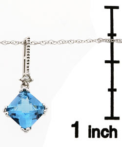 14k White Gold Blue Topaz Pendant