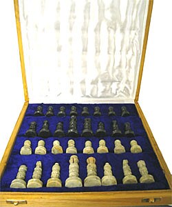 Case of 2 Soapstone Chess Sets (India)