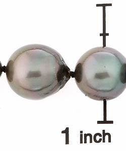 DaVonna 14k Gold Black Cultured Tahitian Pearl Necklace (9-11 mm/ 18 in)