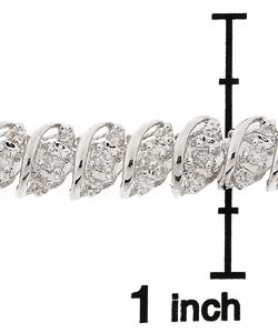 14k White Gold 3ct TDW Diamond Swirl Bracelet (I, I2)