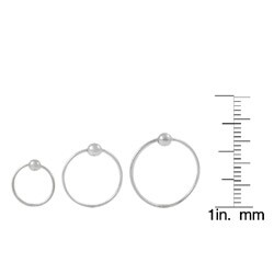 Sterling Silver Ball Hoop 3-pair Earring Set