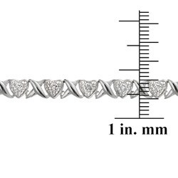 Sterling Silver Heart and X Diamond Accent Bracelet