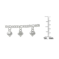 Sterling Silver Heart Charm Anklet