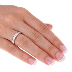 Miadora 14k White Gold 1/2ct TDW Princess Diamond Wedding Band