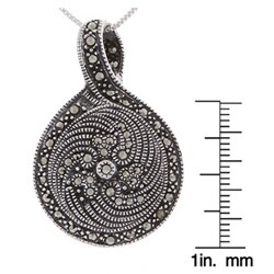 Sterling Silver Marcasite and Onyx Pendant