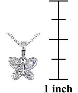 14k White Gold Diamond Butterfly Pendant  