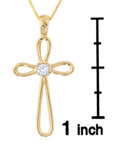 14k Gold 1/10ct Diamond Cross Pendant