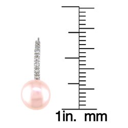 14k White Gold Diamond Pink FW Pearl Earrings (Case of 3)