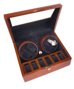 Four Winder Cherry Finish Watch Box for 10 Watches