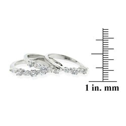 Icz Stonez Sterling Silver CZ 3-piece Stackable Ring