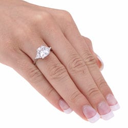 Icz Stonez Sterling Silver Radiant-cut CZ Ring