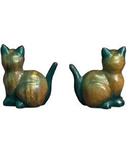 Handcarved Wooden Pair of Cats
