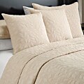 Marmont Sandalwood-beige Leaf-pattern Cotton-mix 3-piece Quilt Set