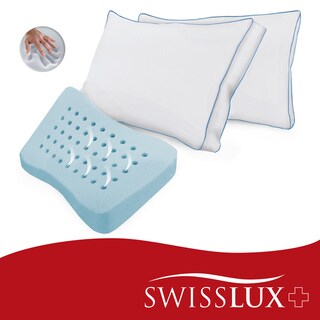 Swiss Lux Memory Loft Supreme European Styled Memory Foam and Fiber Gusseted Bed Pillows (Set of 2)