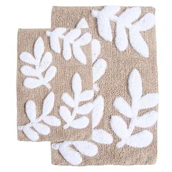 Monte Carlo Cotton Taupe and White 2-Piece Bath Rug Set