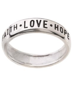 CGC Faith Love and Hope' Followed by '1st Cor 13:13' Silver Ring