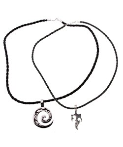 Stainless Steel Tribal Tattoo Swirl Pendant on Cord
