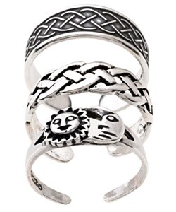 Sterling Silver Celtic Sun Toe Ring Set