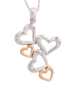 14k Two-tone Gold Diamond Heart Cluster Pendant