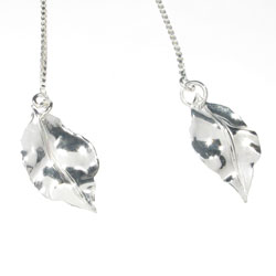 Sterling Silver Cherry and Leaf Threader Earrings