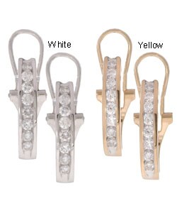 14k Gold 1ct TDW Diamond J-hoop Earrings (H-I, I1)