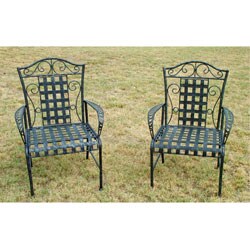 Iron Lattice Lawn Chairs (Set of 2)