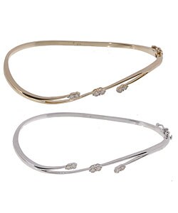 14k Gold and 1/4ct TW Six-stone Leaf Diamond Bangle