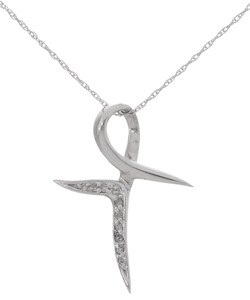 14k White Gold Diamond Twist Pendant