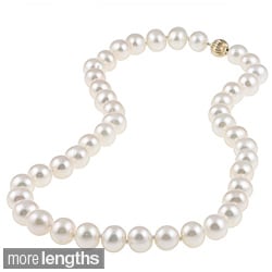 DaVonna 14k 10-11mm White Freshwater Cultured Pearl Strand Necklace (16-36 inches)