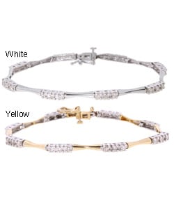 14k Gold 1ct Diamond 3-stone Bar Link Bracelet