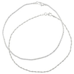Sterling Silver Twisted Anklet Set