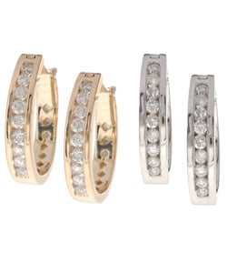 14k Gold 1/2ct TDW Diamond Hoop Earrings