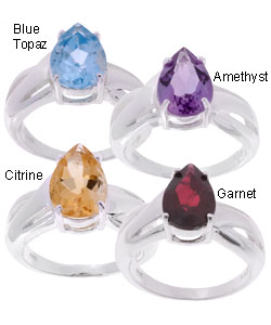 Glitzy Rocks Sterling Silver Genuine Gemstone Ring