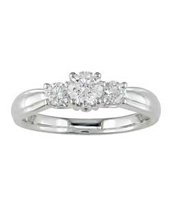 14k White Gold 1/2ct TDW Diamond Three-stone Ring