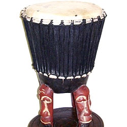 Sese Wood Djembe Mask Drum (Ghana)