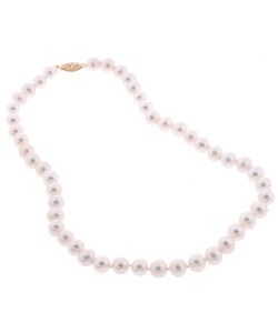 DaVonna 14k Gold High Luster FW Pearl 16-inch Necklace (7.5-8 mm)(set of 3)