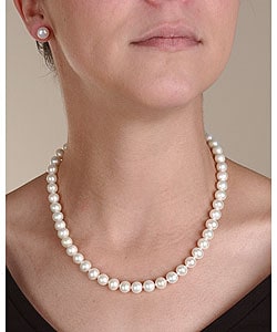 DaVonna 14k Gold FW Pearl Necklace and Earring Set (8-9 mm/ 18 in)(Case of 3)