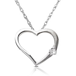 14k White Gold Diamond Heart Necklace