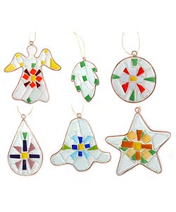 Recycled Glass Christmas Ornaments Set (Ecuador)