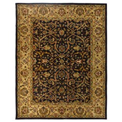 Handmade Sultanabad Charcoal Grey/ Ivory Wool Rug (6'x9')