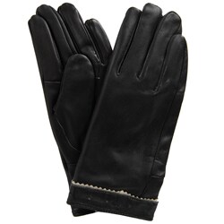 Adi Designs Zig-Zag Wrist Pattern Lambskin Leather Black Gloves