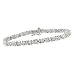 10k White Gold Diamond 1ct TDW Bracelet  (Set of 3)