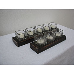 Mango Wood Square Candleholders (Indonesia)