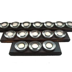 Set of 3 Mango Wood Circle Candleholders (Indonesia)